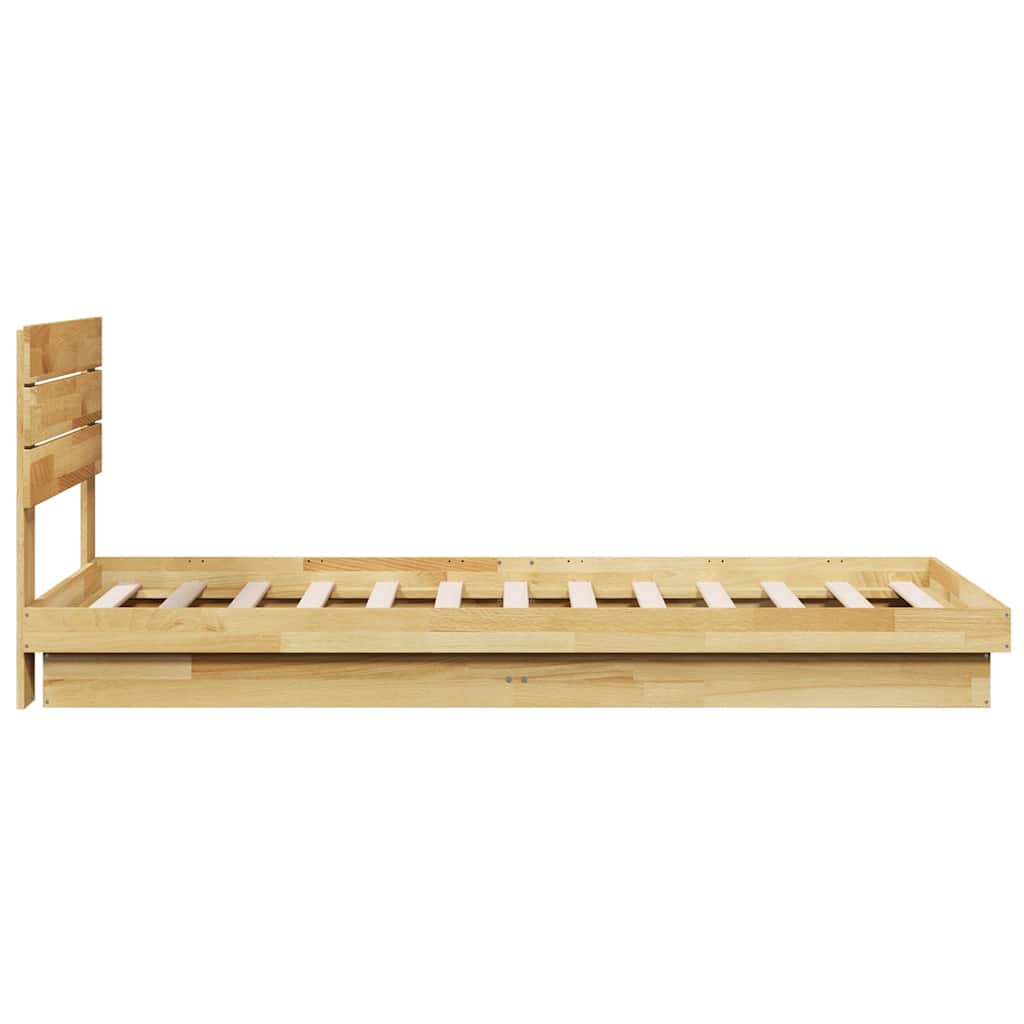 Bed Frame with Headboard without Mattress 100x200 cm Solid Wood Oak