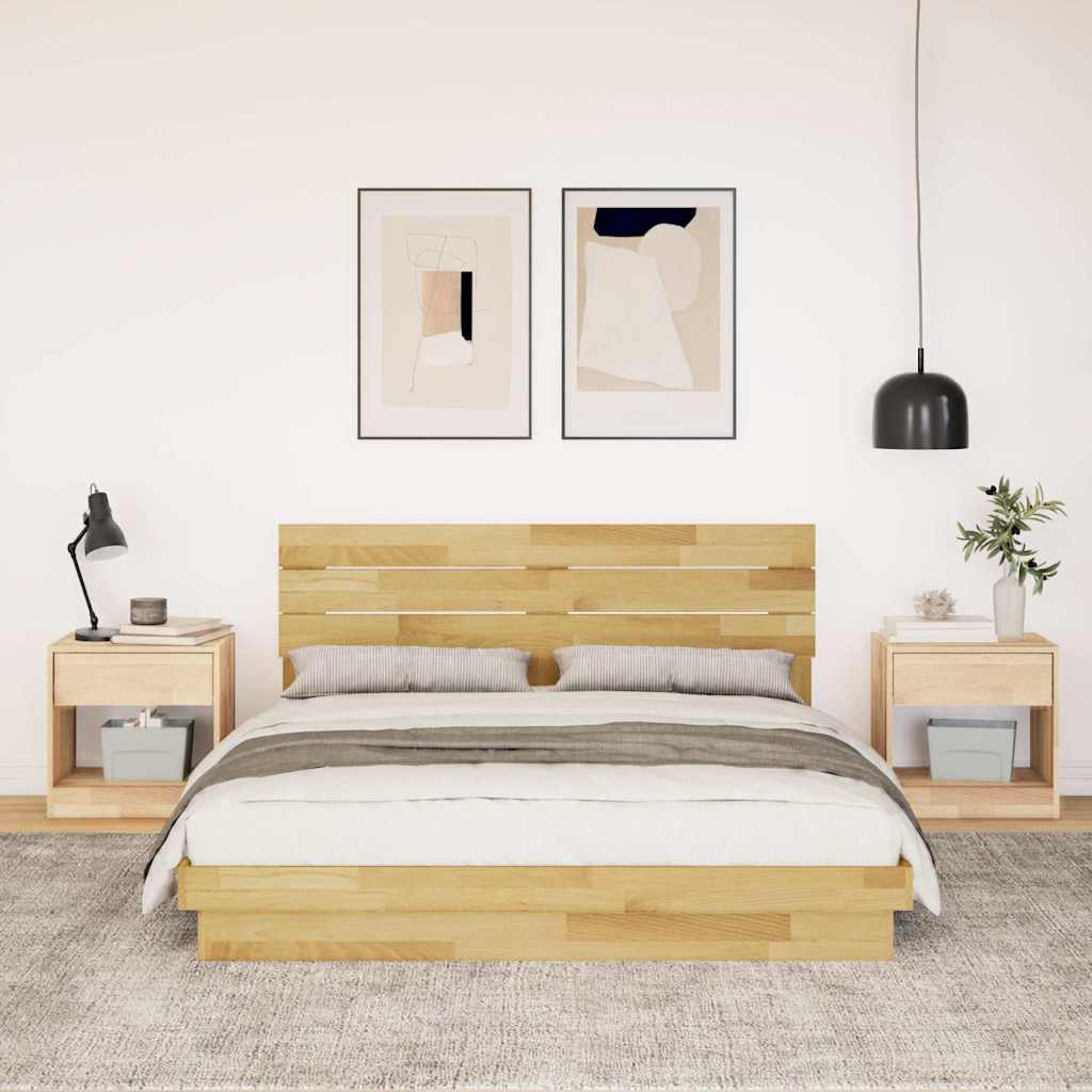 Bed Frame with Headboard without Mattress 140x190 cm Solid Wood Oak