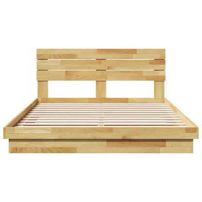 Bed Frame with Headboard without Mattress 140x190 cm Solid Wood Oak