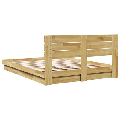 Bed Frame with Headboard without Mattress 140x190 cm Solid Wood Oak