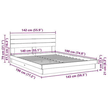 Bed Frame with Headboard without Mattress 140x190 cm Solid Wood Oak