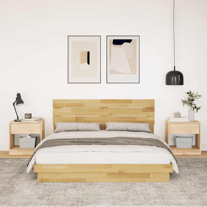 Bed Frame with Headboard without Mattress 135x190 cm Double Solid Wood Oak
