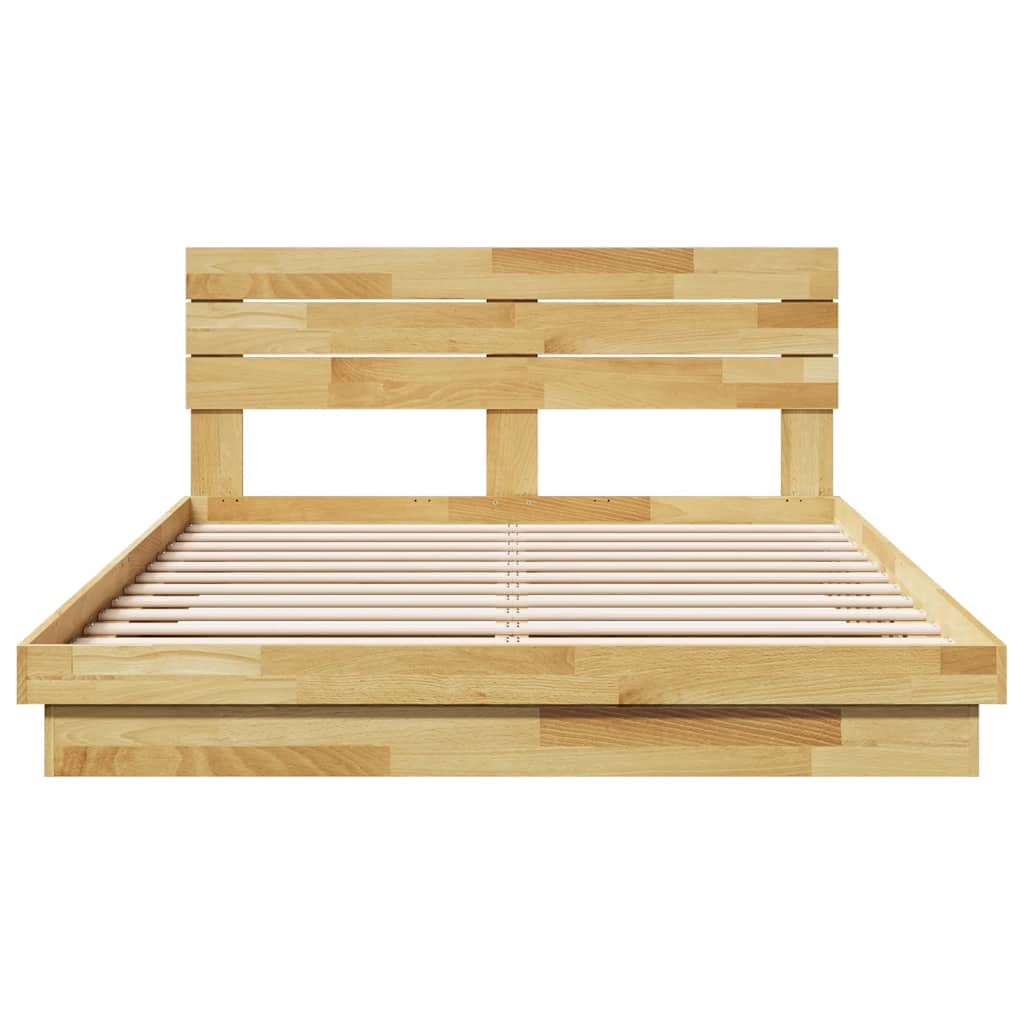 Bed Frame with Headboard without Mattress 135x190 cm Double Solid Wood Oak