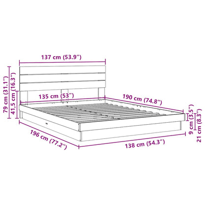 Bed Frame with Headboard without Mattress 135x190 cm Double Solid Wood Oak
