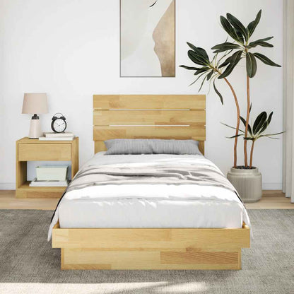 Bed Frame with Headboard without Mattress 90x190 cm Single Solid Wood Oak
