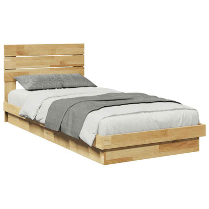 Bed Frame with Headboard without Mattress 90x190 cm Single Solid Wood Oak
