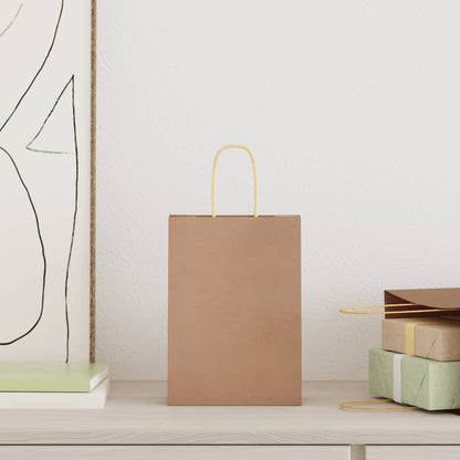 Paper Bags 50 pcs with Handles Brown 15x8x21 cm
