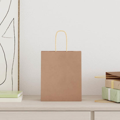 Paper Bags 50 pcs with Handles Brown 18x8x22 cm