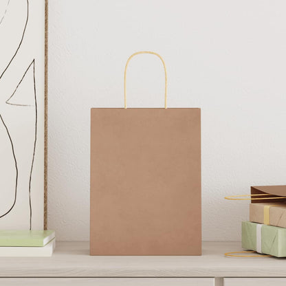 Paper Bags 50 pcs with Handles Brown 21x11x28 cm