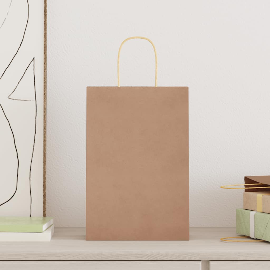 Paper Bags 50 pcs with Handles Brown 21x11x31 cm