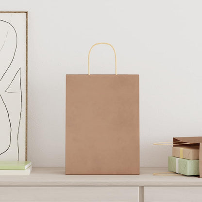 Paper Bags 50 pcs with Handles Brown 26x12x35 cm