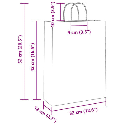 Paper Bags 50 pcs with Handles Brown 32x12x42 cm