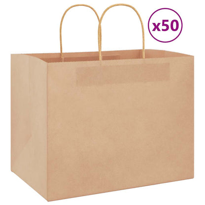 Paper Bags 50 pcs with Handles Brown 32x22x24 cm