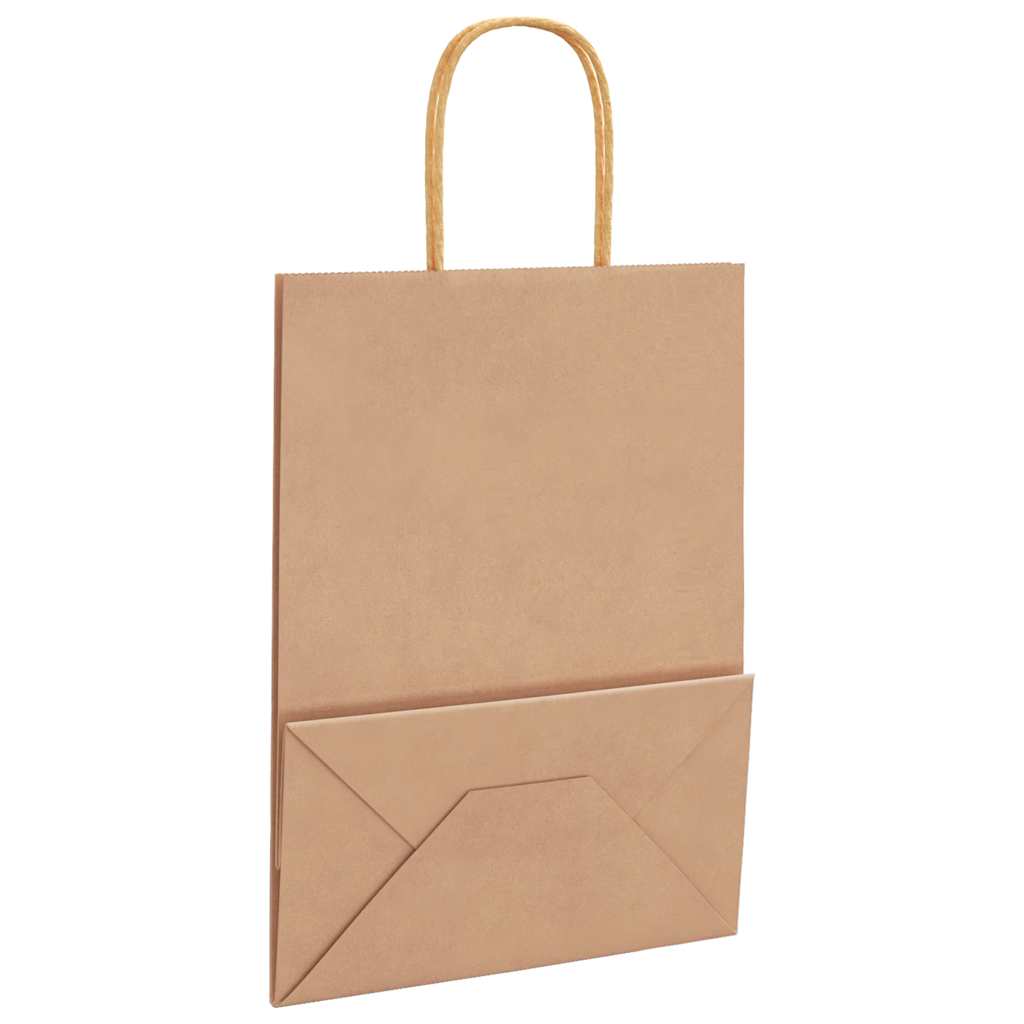 Paper Bags 250 pcs with Handles Brown 21x11x28 cm