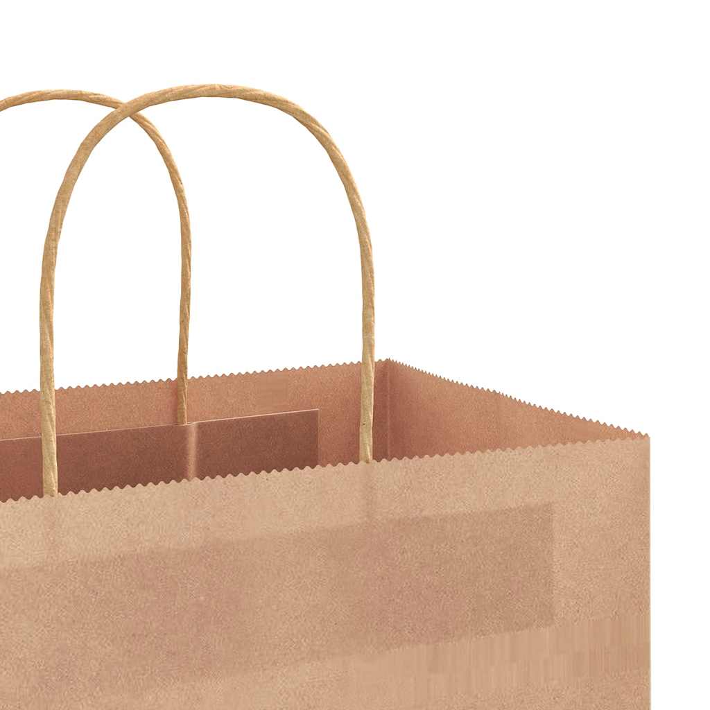 Paper Bags 250 pcs with Handles Brown 21x11x28 cm