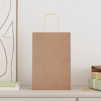Paper Bags 250 pcs with Handles Brown 21x11x31 cm