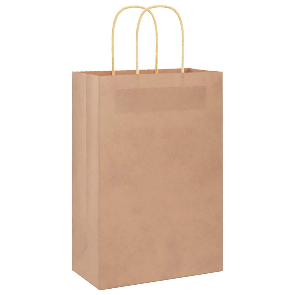 Paper Bags 250 pcs with Handles Brown 21x11x31 cm