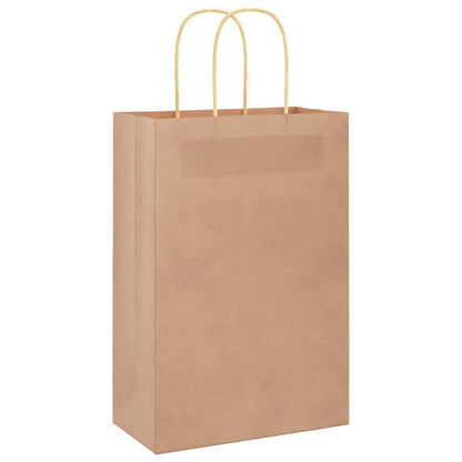 Paper Bags 250 pcs with Handles Brown 21x11x31 cm