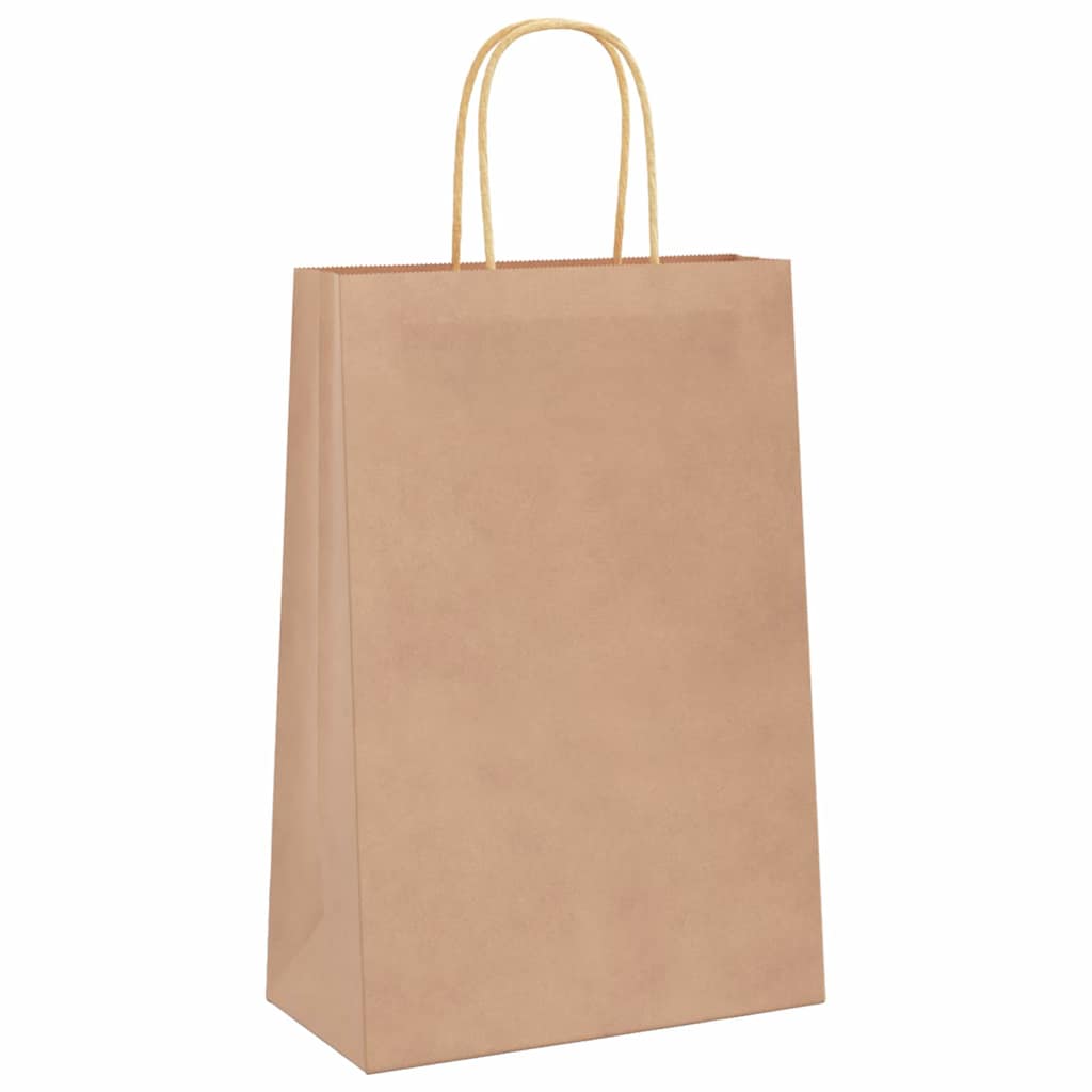 Paper Bags 250 pcs with Handles Brown 21x11x31 cm