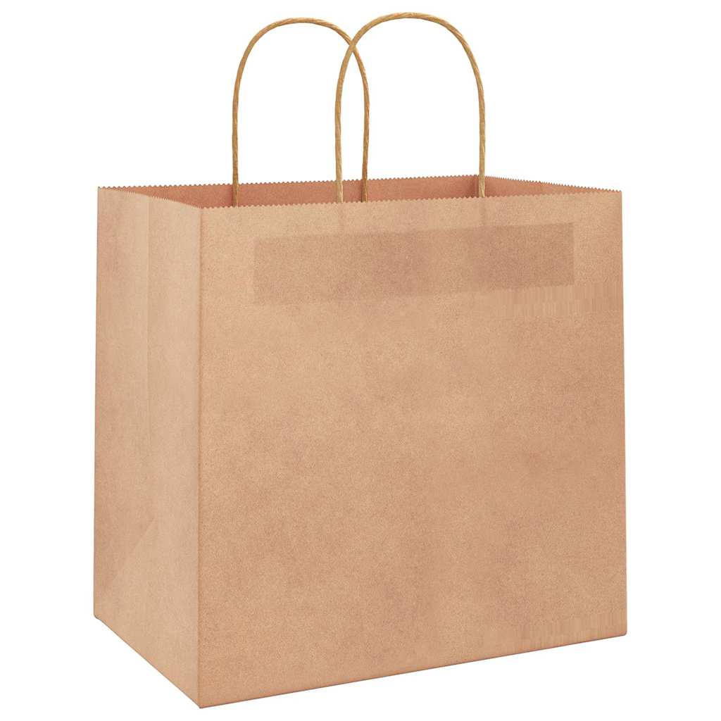 Paper Bags 250 pcs with Handles Brown 26x17x25 cm