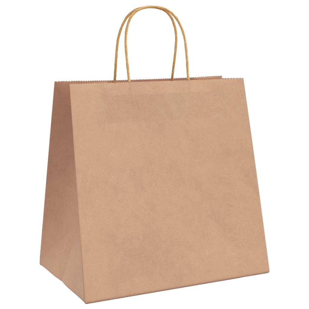 Paper Bags 250 pcs with Handles Brown 26x17x25 cm