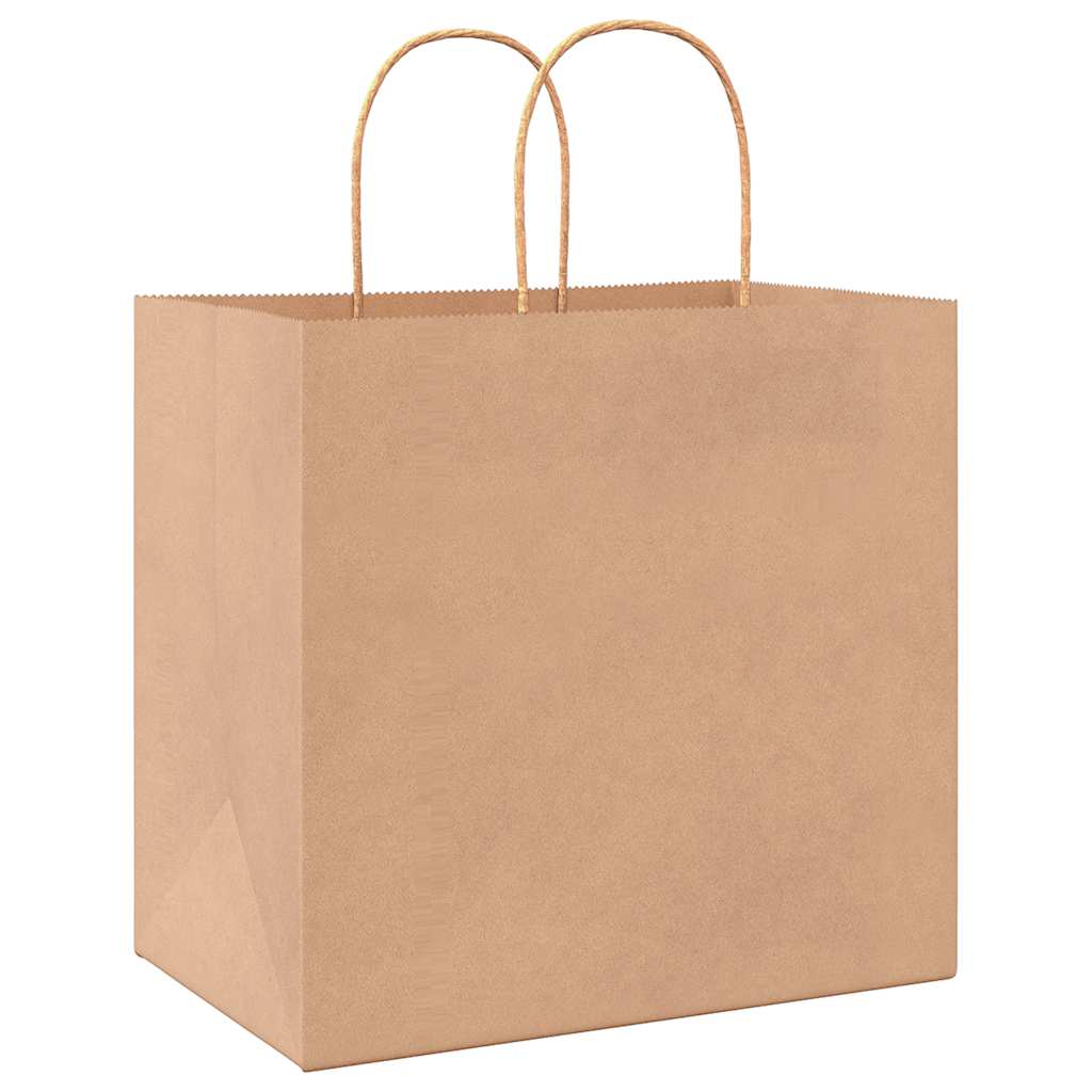 Paper Bags 250 pcs with Handles Brown 26x17x25 cm