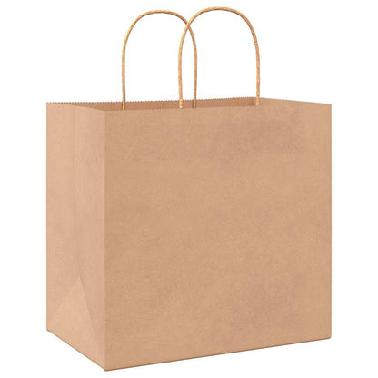Paper Bags 250 pcs with Handles Brown 26x17x25 cm