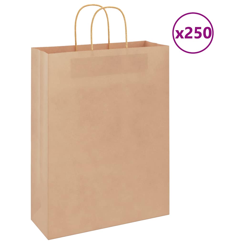 Paper Bags 250 pcs with Handles Brown 32x12x42 cm