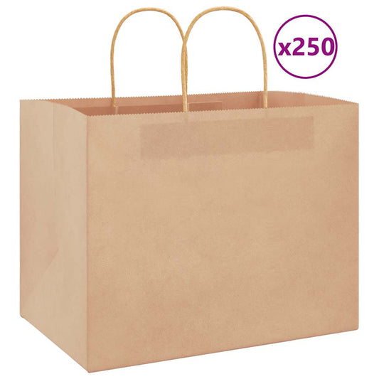 Paper Bags 250 pcs with Handles Brown 32x22x24 cm
