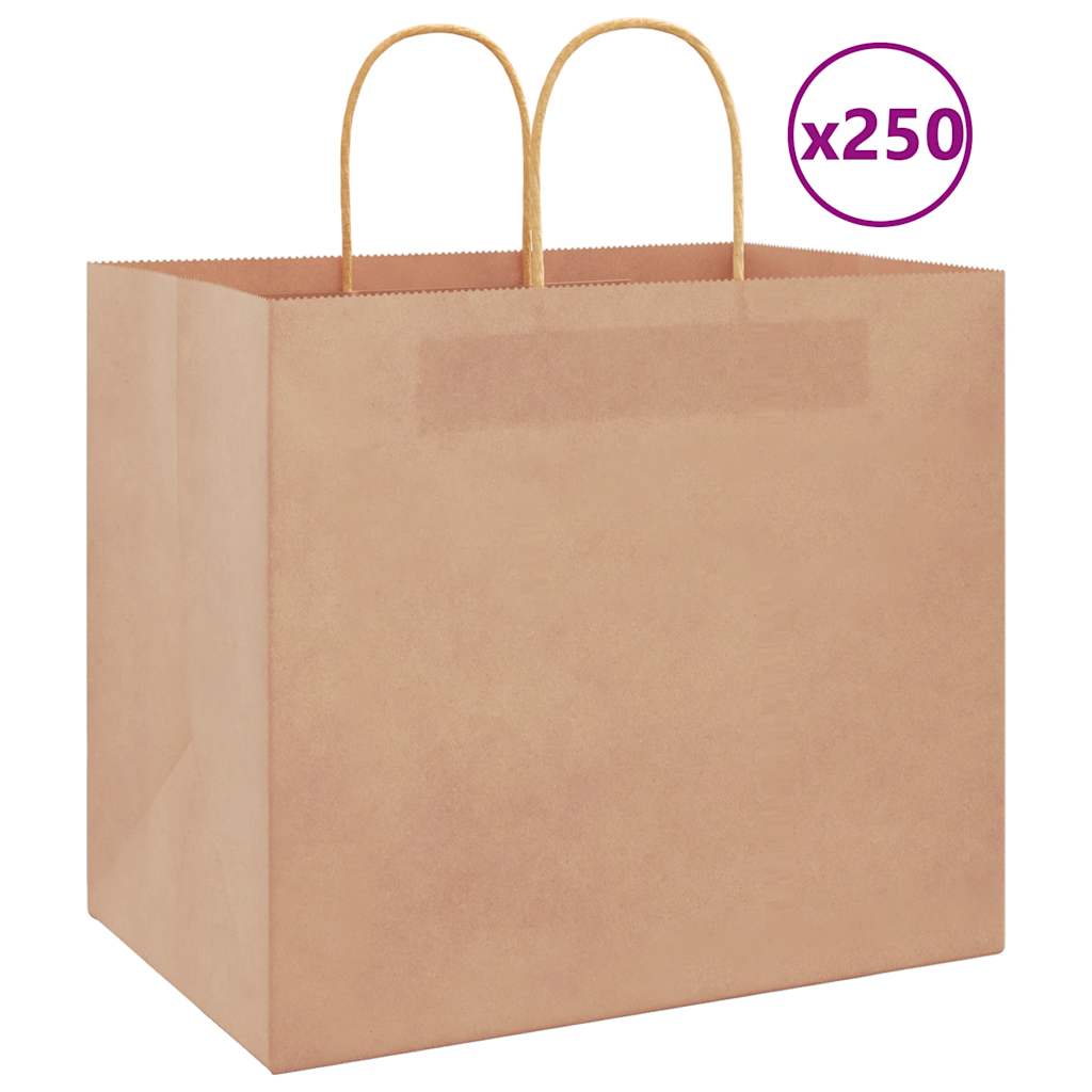 Paper Bags 250 pcs with Handles Brown 32x22x28 cm