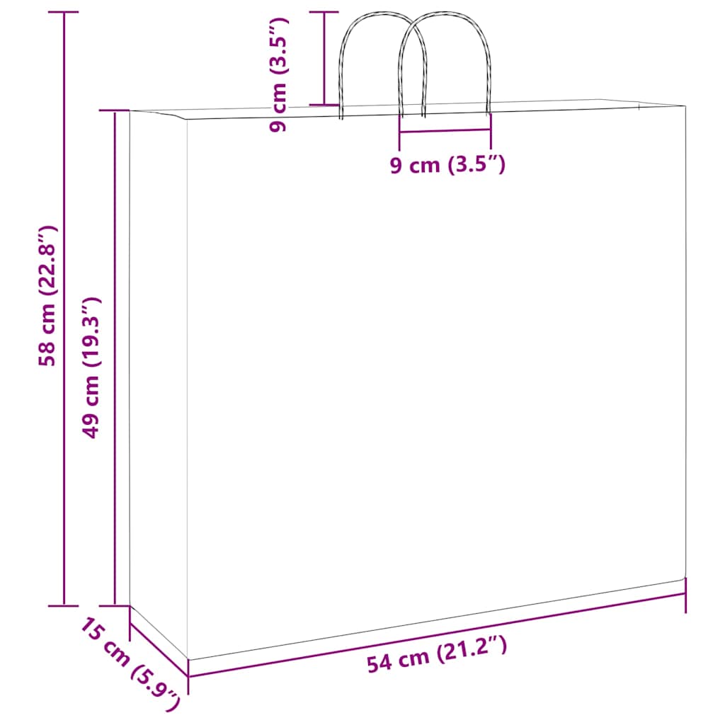 Paper Bags 250 pcs with Handles Brown 54x15x49 cm