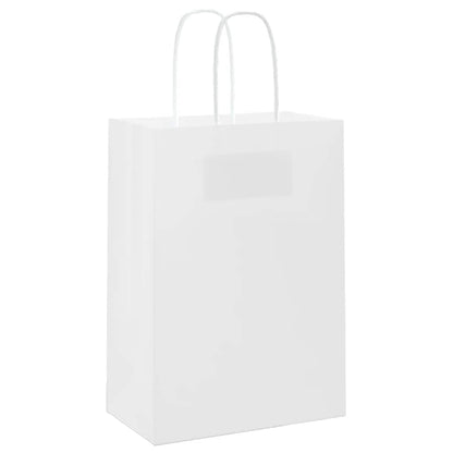 Paper Bags 50 pcs with Handles White 15x8x21 cm