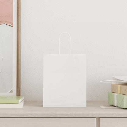 Paper Bags 50 pcs with Handles White 18x8x22 cm