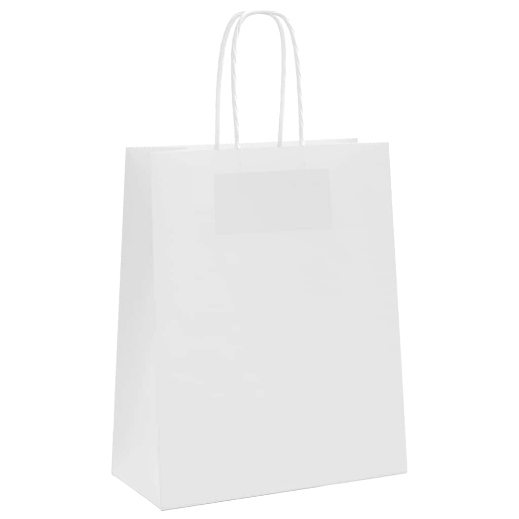 Paper Bags 50 pcs with Handles White 18x8x22 cm
