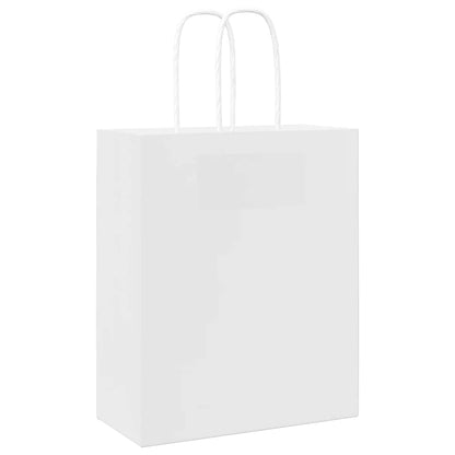 Paper Bags 50 pcs with Handles White 18x8x22 cm