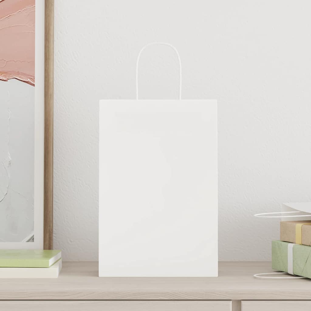 Paper Bags 50 pcs with Handles White 21x11x31 cm