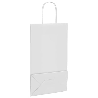 Paper Bags 50 pcs with Handles White 21x11x36 cm