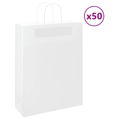 Paper Bags 50 pcs with Handles White 32x12x42 cm