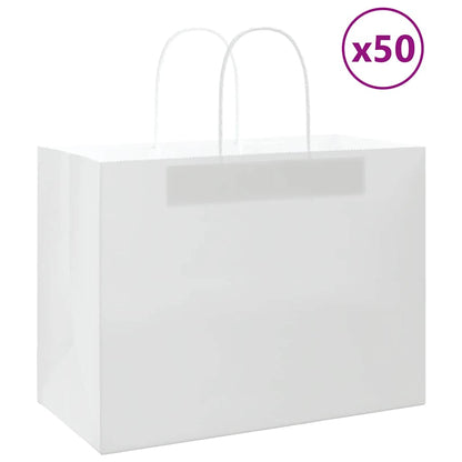 Paper Bags 50 pcs with Handles White 32x17x25 cm