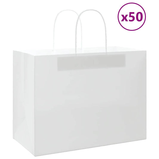 Paper Bags 50 pcs with Handles White 32x17x25 cm