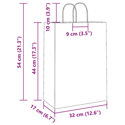 Paper Bags 50 pcs with Handles White 32x17x44 cm