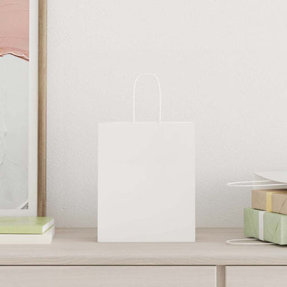 Paper Bags 250 pcs with Handles White 18x8x22 cm
