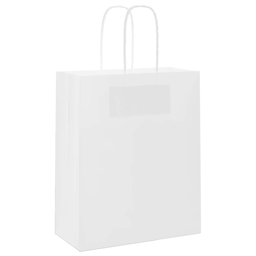 Paper Bags 250 pcs with Handles White 18x8x22 cm