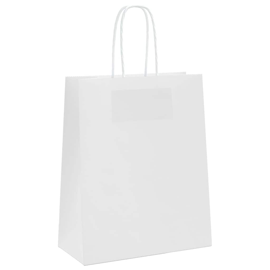 Paper Bags 250 pcs with Handles White 18x8x22 cm