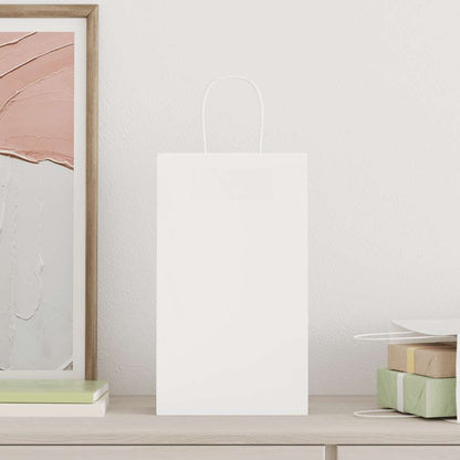 Paper Bags 250 pcs with Handles White 21x11x36 cm
