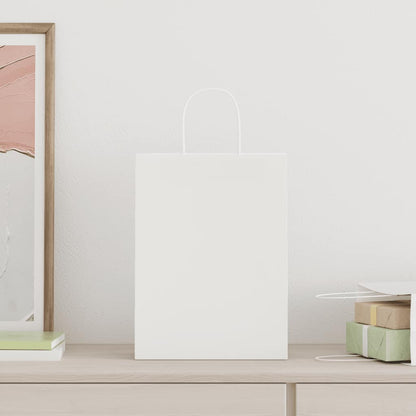 Paper Bags 250 pcs with Handles White 26x12x35 cm