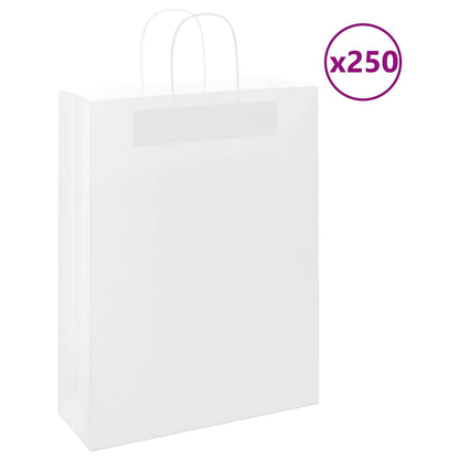 Paper Bags 250 pcs with Handles White 32x12x42 cm