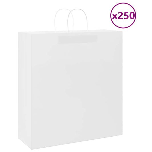 Paper Bags 250 pcs with Handles White 45x17x48 cm