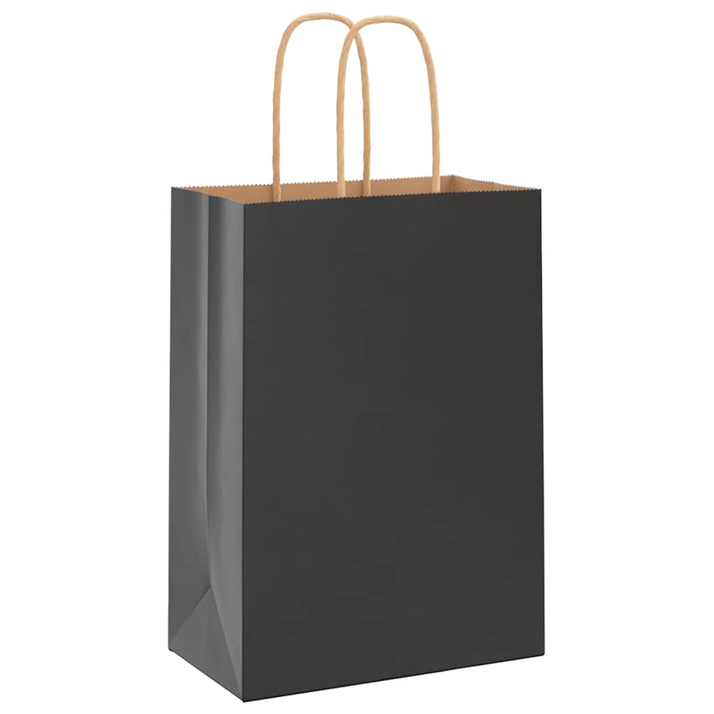 Paper Bags 50 pcs with Handles Black 15x8x21 cm