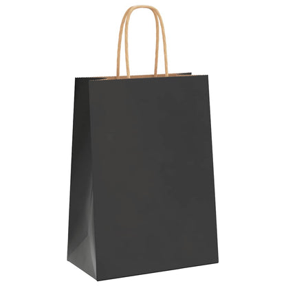 Paper Bags 50 pcs with Handles Black 15x8x21 cm